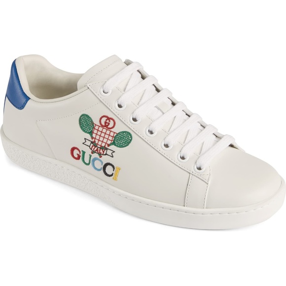 New Authentic GUCCI New Ace Embroidered Tennis Sneaker - Picture 1 of 12